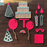 Stunning Birthday Party Time Set Metal Cutting Die, Size on Photo