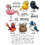 Serious and Funny Birdies Transparent Stamps, Dies, Stamp and Die Set (please order items separately)