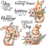 Beautiful Bunnies Sending Kisses Transparent Stamps, Stamp and Die Set (please order items separately)