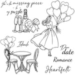 Lovely Valentine's Day Transparent Stamps, Dies, Stamp and Die Set (please order items separately)