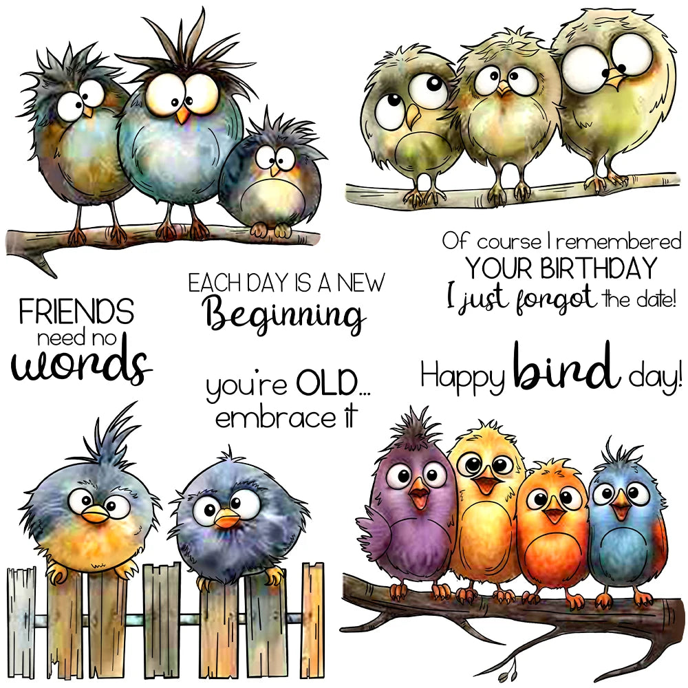 Amusing Birdies Sending 'Bird Day" Love Transparent Stamps, Dies, Stamp and Die Set (please order items separately)