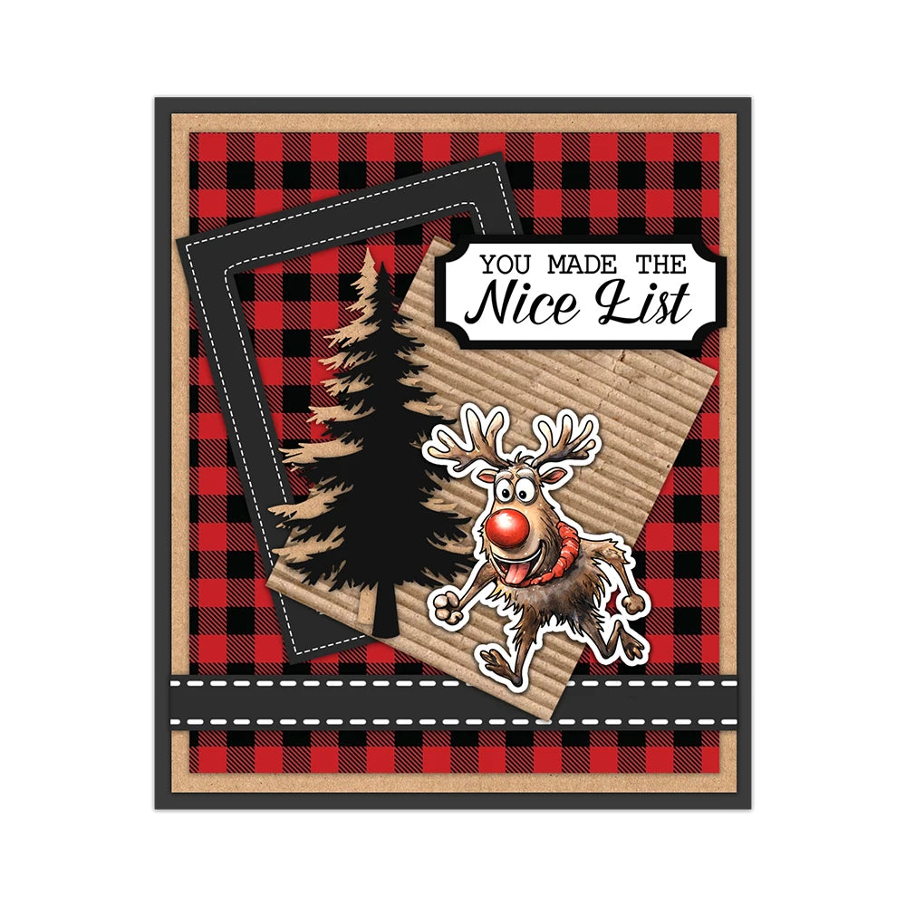 You Made The Nice List Comical Reindeer Transparent Stamps, Dies, Stamp and Die Set (please order items separately)