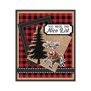 You Made The Nice List Comical Reindeer Transparent Stamps, Dies, Stamp and Die Set (please order items separately)