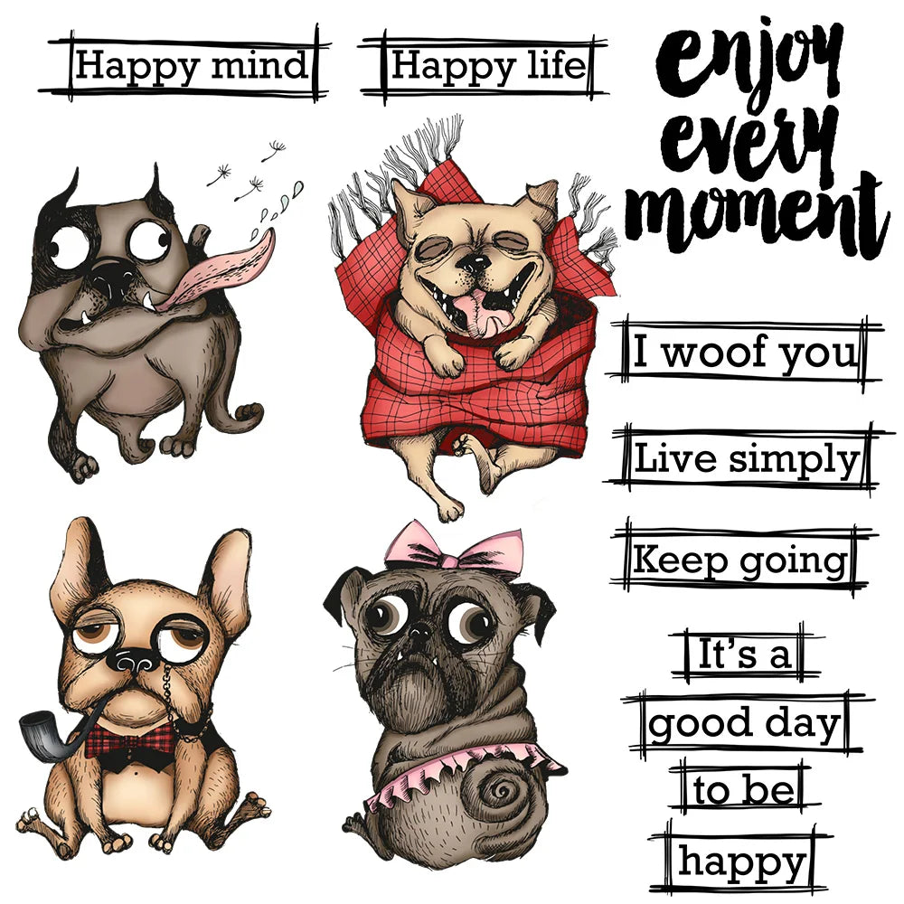 "I Woof You" Naughty Puppy Dogs Transparent Stamps, Stamp and Die Set (please order items separately)