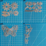 Exquisite and Versatile Butterflies & Flowers Metal Cutting Dies, Four Designs, Size on Photos