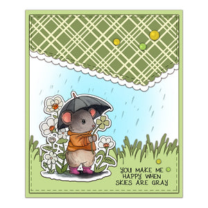 Rainy Day Cute Mouse Transparent Stamps, Stamp and Die Set (please order items separately)