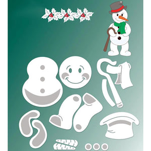 Funny Happy Snowman Metal Cutting Die, Size on Photo