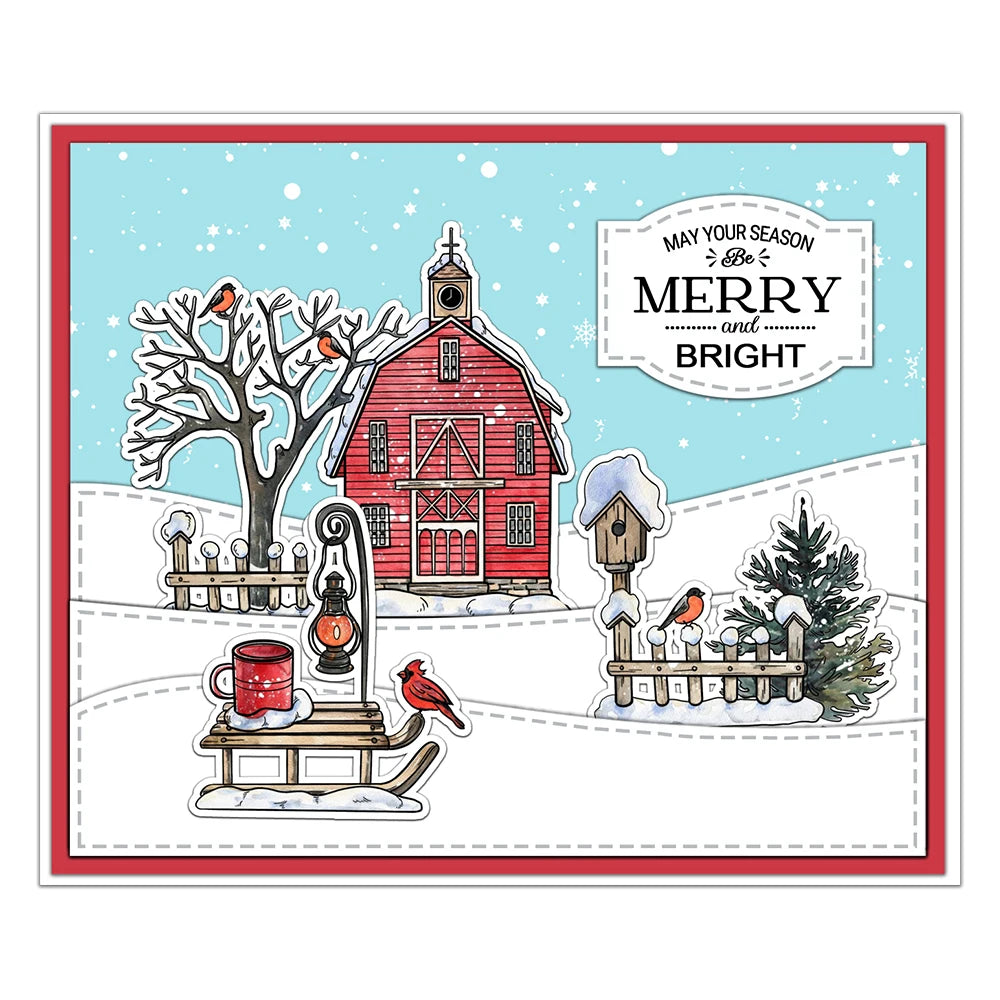 Beautiful Christmas Scene Transparent Stamps