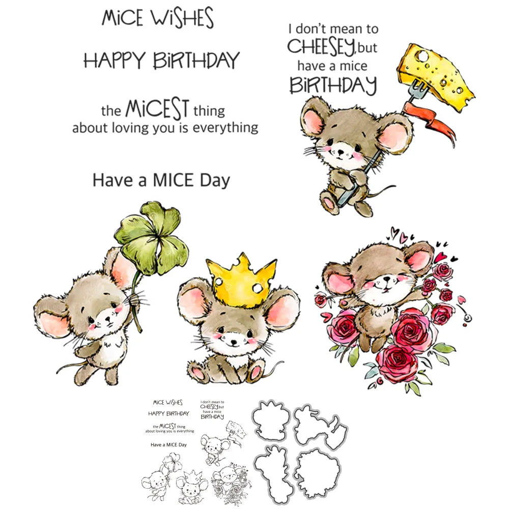 Gorgeous Little Ones Sending "Mice" Wishes Transparent Stamps, Dies, Stamp and Die Set (please order items separately)