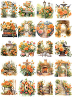 Beautiful Vintage-Style Rose Garden Decorative Stickers, 3 Designs to Choose, 20 Pieces, 5-7 cm