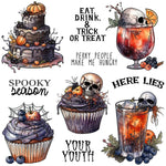 Happy Halloween Party Time Cupcakes and Drinkies Transparent Stamps, Stamp and Die Set (please order items separately)