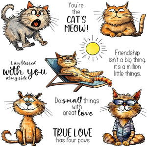 Comical Kitty Cats Who Love You Transparent Stamps, Stamp and Die Set (please order items separately)