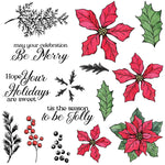 Splendid Poinsettia Christmas Flowers Transparent Stamps, Dies, Stamp and Die Set (please order items separately)