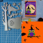 Cute and Scary Halloween Owl Metal Cutting Dies, Size on Photo