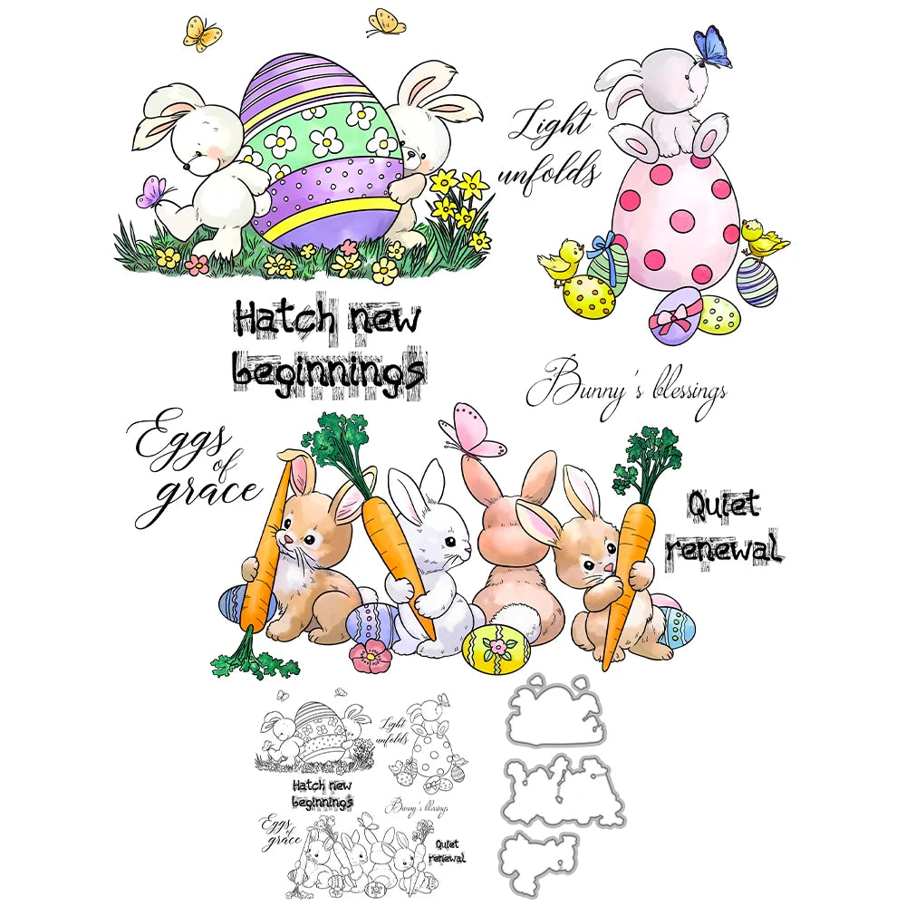 Delightful Bunny Blessings For You Transparent Stamps, Dies, Stamp and Die Set (please order items separately)