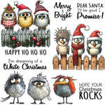 Comical Christmas Feathered Friends Transparent Stamps, Dies, Stamp and Die Set (please order items separately)