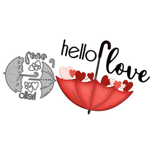 Lovely Hello Love Umbrella Metal Cutting Die, 11.3 cm x 10.31 cm/ 4.45 inch x 4.06 inch