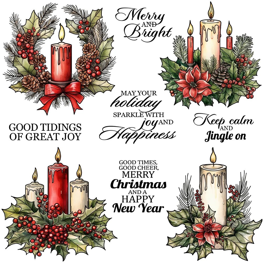 Stunning Christmas Candles Transparent Stamps