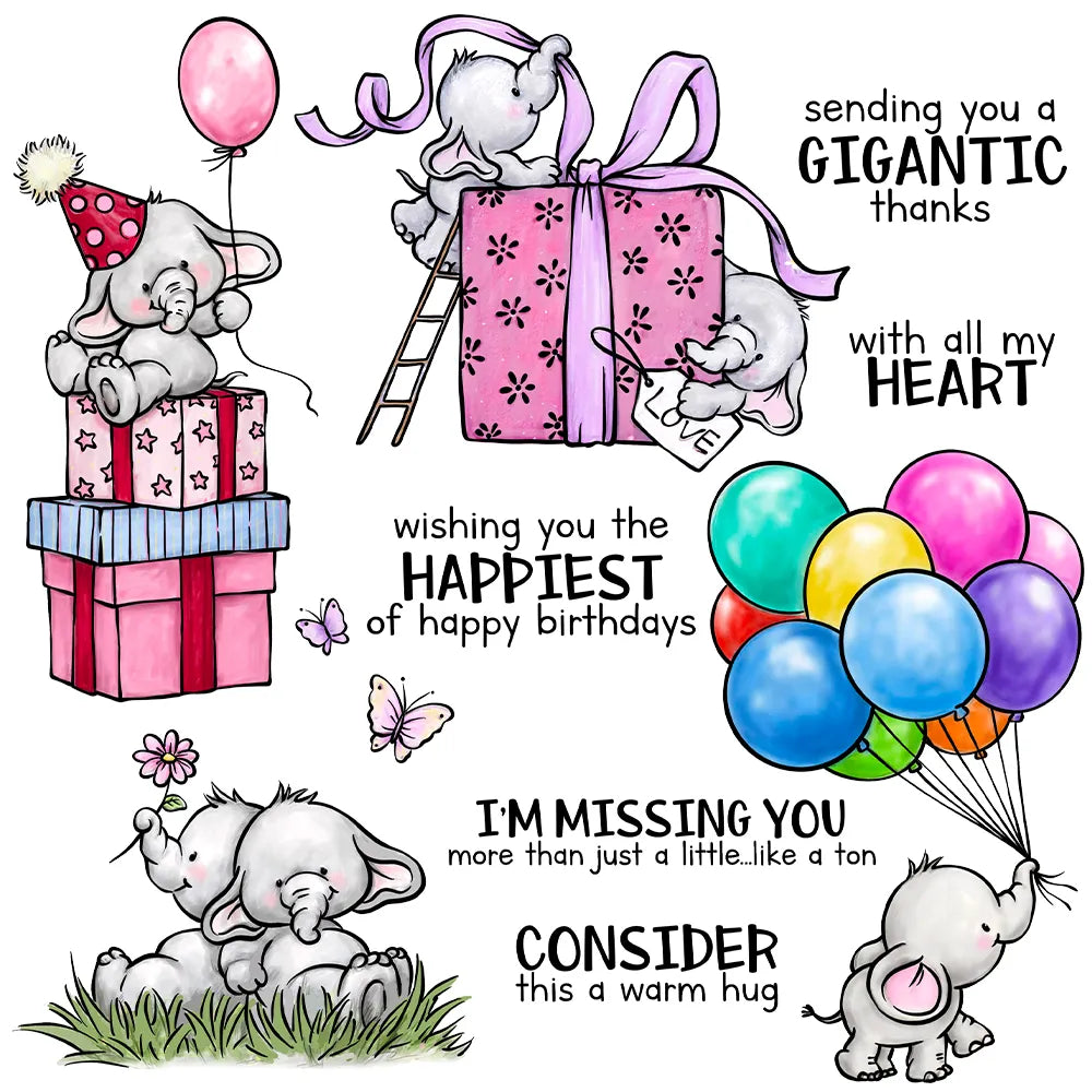 Wishing you a Happy Birthday Transparent Stamps, Stamp and Die Set (please order items separately)