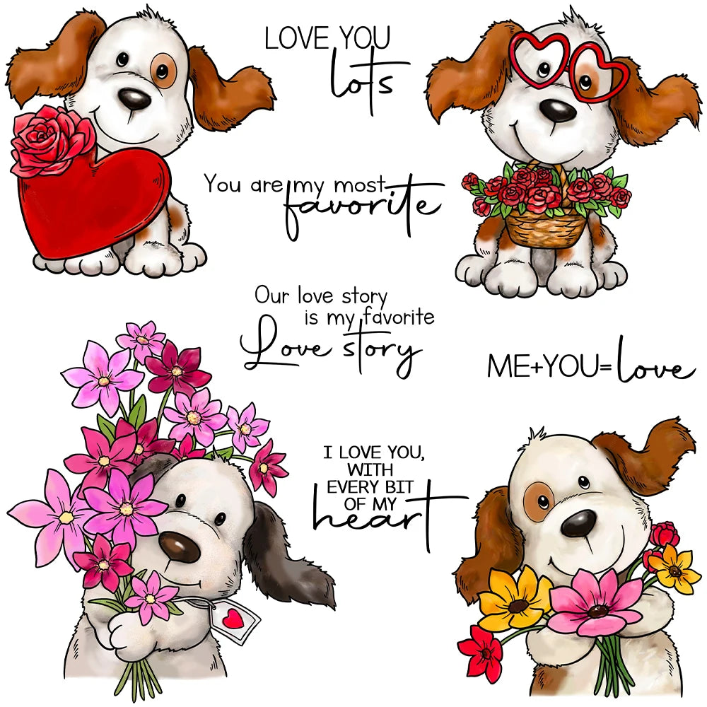 Beautiful Special Doggy Sending Love Transparent Stamps, Stamp and Die Set (please order items separately)