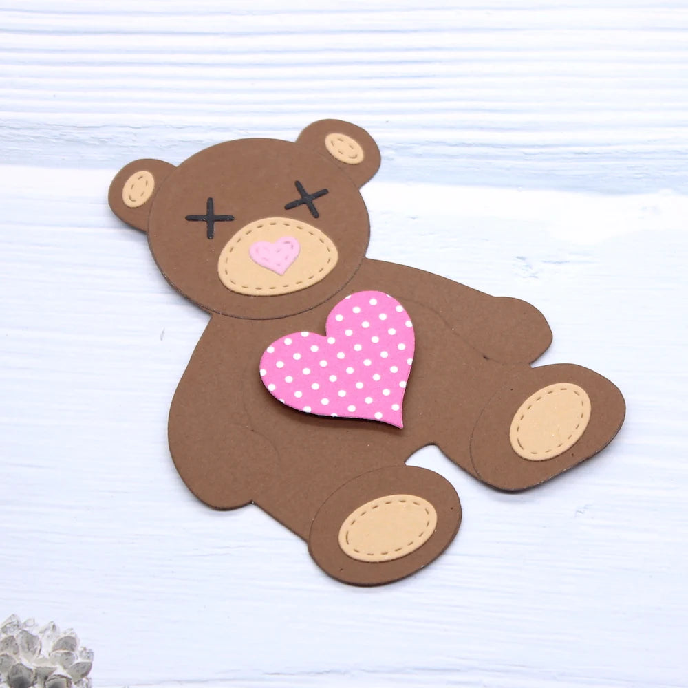 Adorable Teddy Shaker Metal Cutting Die, Size on Photo