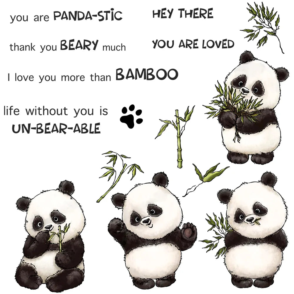 Gorgeous Panda and Bamboo Transparent Stamp/Metal Cutting  Dies (please order separately as required)