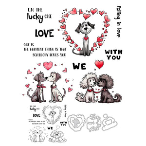 Adorable and Cute Valentine's Lovely Doggies Transparent Stamps, Dies, Stamp and Die Set (please order items separately)