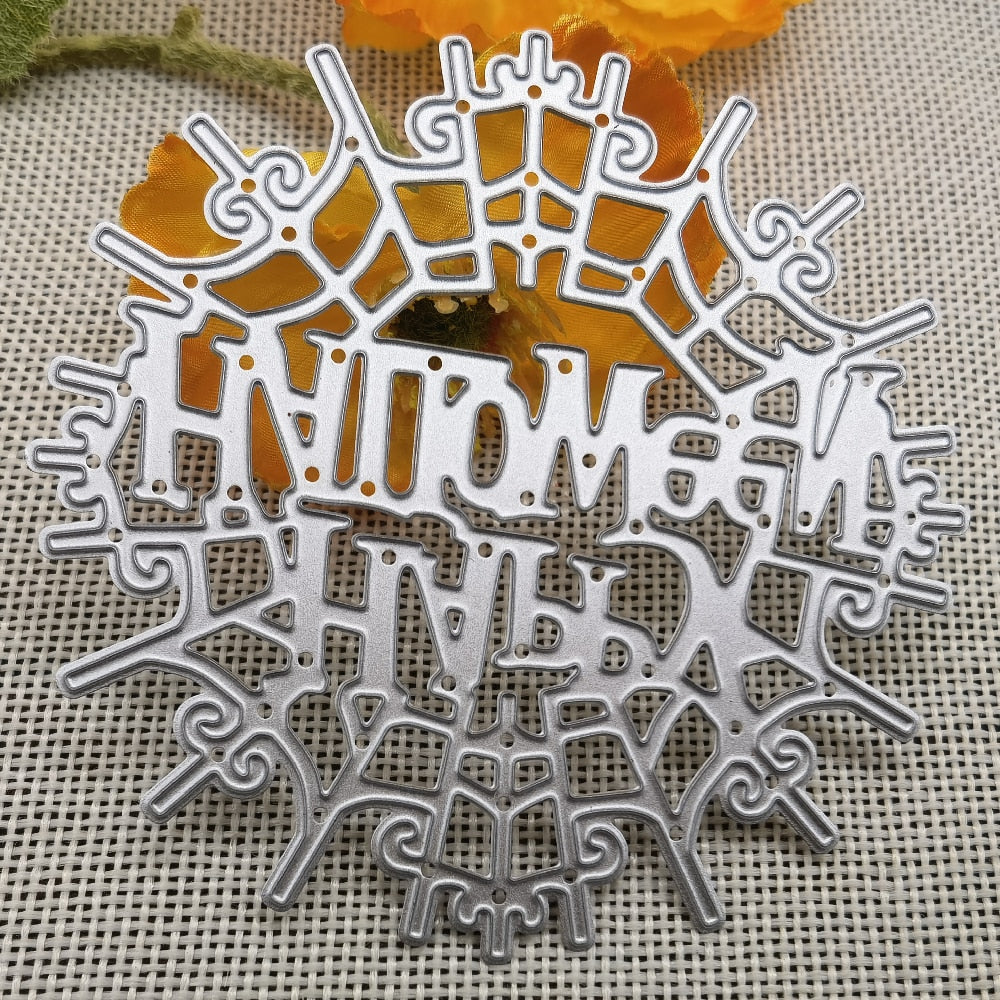 Scary Happy Halloween Sign Metal Cutting Die, 9.1 cm x 9.1 cm/3.58 in x 3.58 in