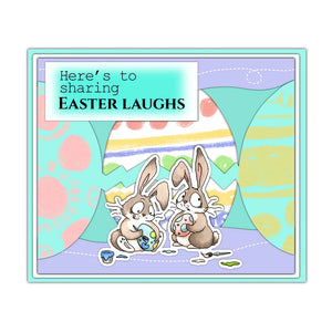 Comical Bunnies Sharing Easter Cheer Transparent Stamps, Dies, Stamp and Die Set (please order items separately)