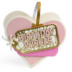 Cute and Versatile Happy Birthday Labels Metal Cutting Dies With A Variety of Sentiments, Size on Photo