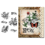 Gorgeous Vintage Flowers and Butterfly Transparent Stamps