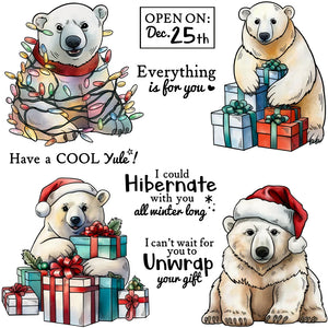 Adorable Christmas Polar Bear Transparent Stamps, Dies, Stamp and Die Set (please order items separately)