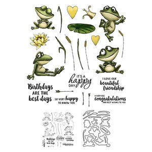 Comical Froggies Sending Happy Wishes Transparent Stamps, Stamp and Die Set (please order items separately)