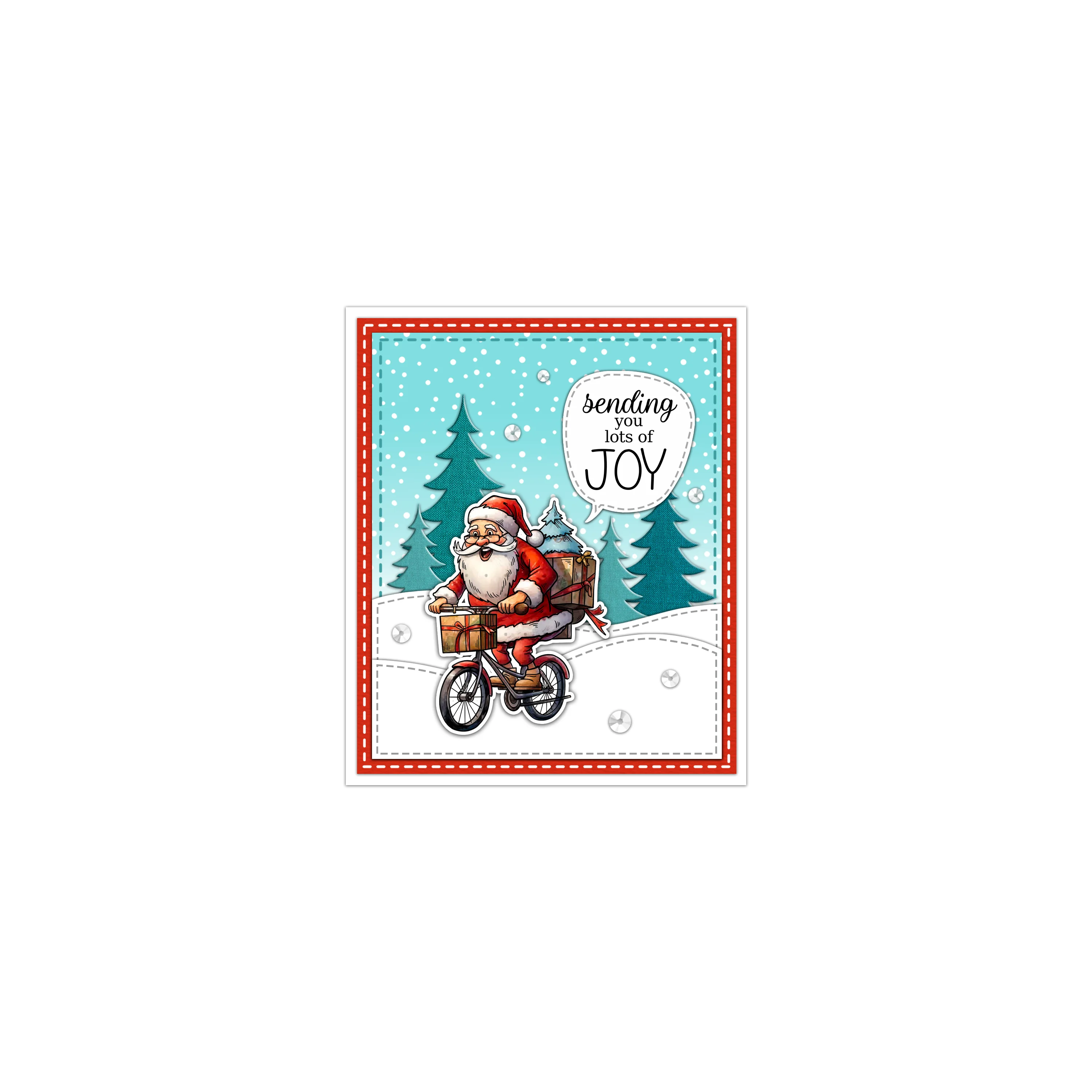 Funny Santa Claus Sending Joy Transparent Stamps, Stamp and Die Set (please order items separately)