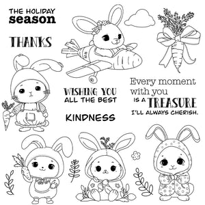 Beautiful Bunnies with Carrots Transparent Stamps, Dies, Stamp and Die Set (please order items separately)