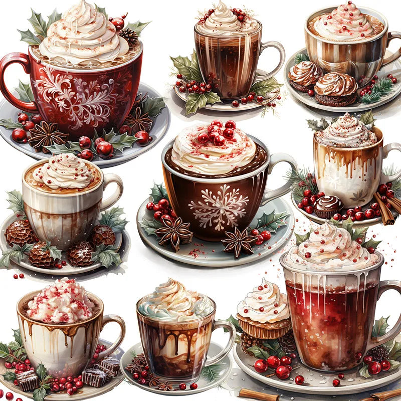 Gorgeous Winter Christmas Cheer Decorative Stickers, 12 Pieces, 5-8cm