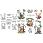 Cute Baby Animals on a Swing Transparent Stamps