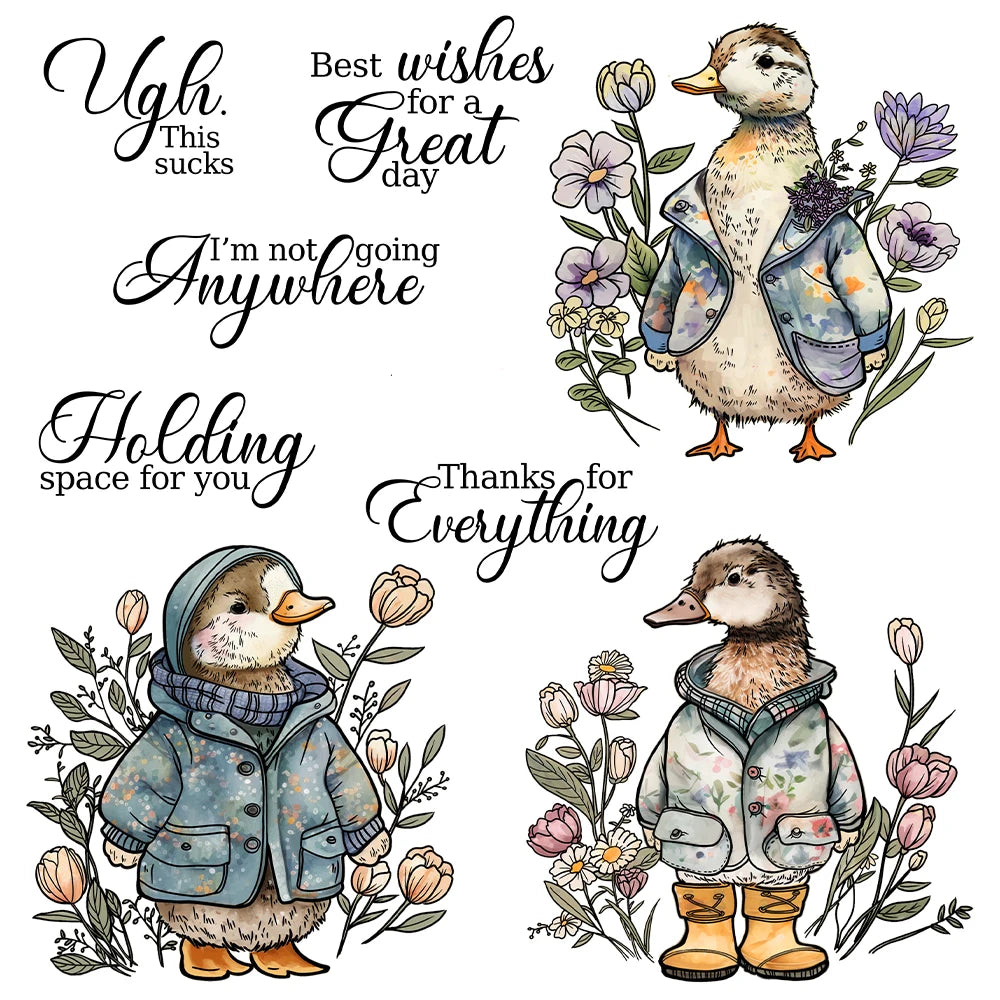 Adorable Duckies in Jackets Transparent Stamps, Dies, Stamp and Die Set (please order items separately)