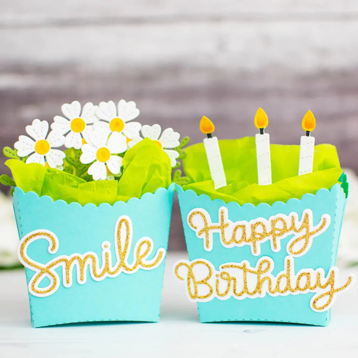 Cute Birthday Treat Box Metal Cutting Die, 20.8 cm x 14 cm/8.18 in x 5.51 in