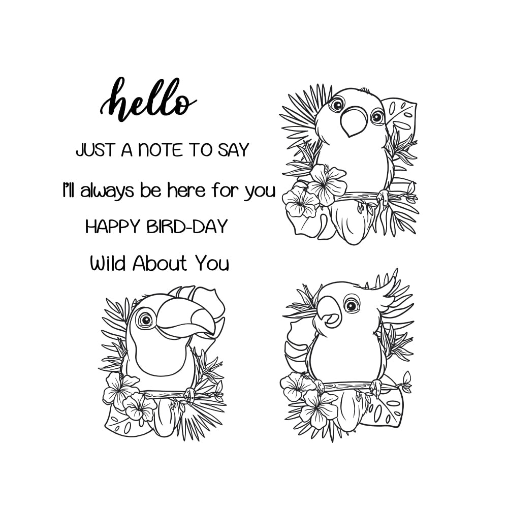 Lovable Birds in Trees Transparent Stamps, Stamp and Die Set (please order items separately)