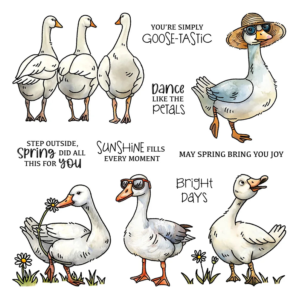 Comical Geese on a Spring Day Outing Transparent Stamps, Dies, Stamp and Die Set (please order items separately)