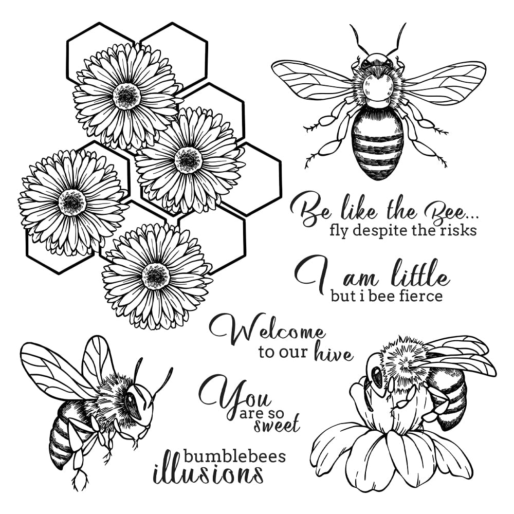 Sweet Honey Bees Transparent Stamps, Stamp and Die Set (please order items separately)