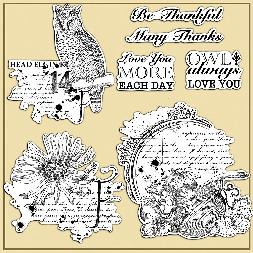 Beautiful King Owl Transparent Stamps