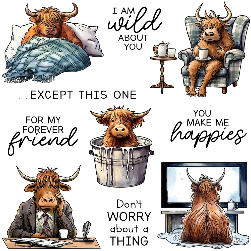 Comical Cows at Home Transparent Stamps, Stamp and Die Set (please order items separately)