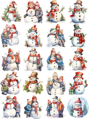 Gorgeous Fun Christmas Snowmen Decorative Stickers, 20 Pieces, 4-6 cm