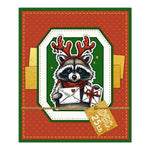 Comical Raccoon Having Fun At Christmas Transparent Stamps, Dies, Stamp and Die Set (please order items separately)