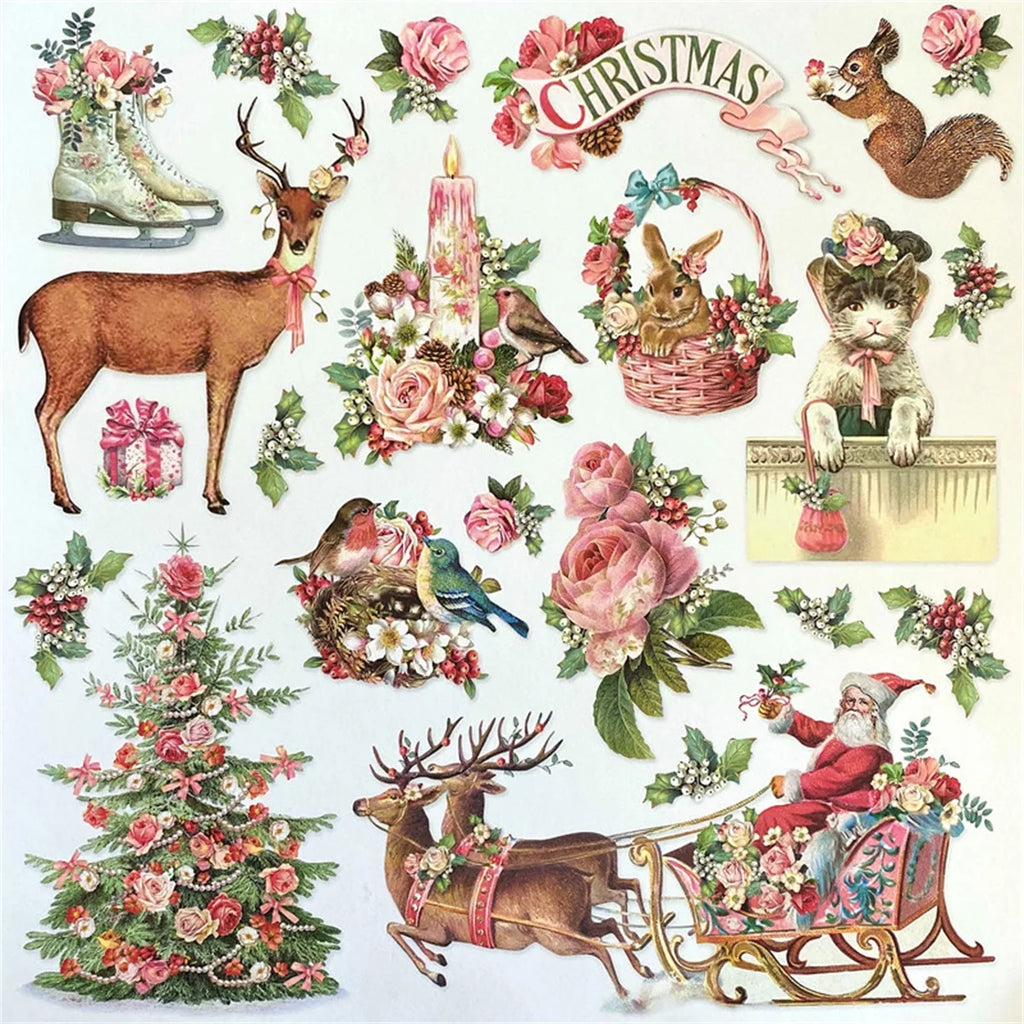 Beautiful Vintage-Style Christmas Decorative Stickers, 22 Pieces, 3-8 cm