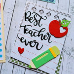 Cute Best Teacher Ever Metal Cutting Die, 9.2 cm x 9 cm/3.62 in x 3.54 in