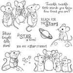 Beautiful Reach For The Stars with Adorable Mice Transparent Stamps, Dies, Stamp and Die Set (please order items separately)