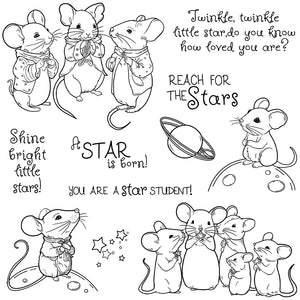 Beautiful Reach For The Stars with Adorable Mice Transparent Stamps, Dies, Stamp and Die Set (please order items separately)